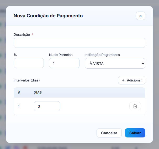 Nova condição de pagamento