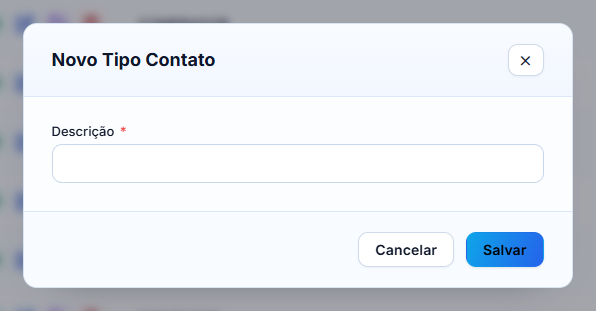Novo tipo de contato
