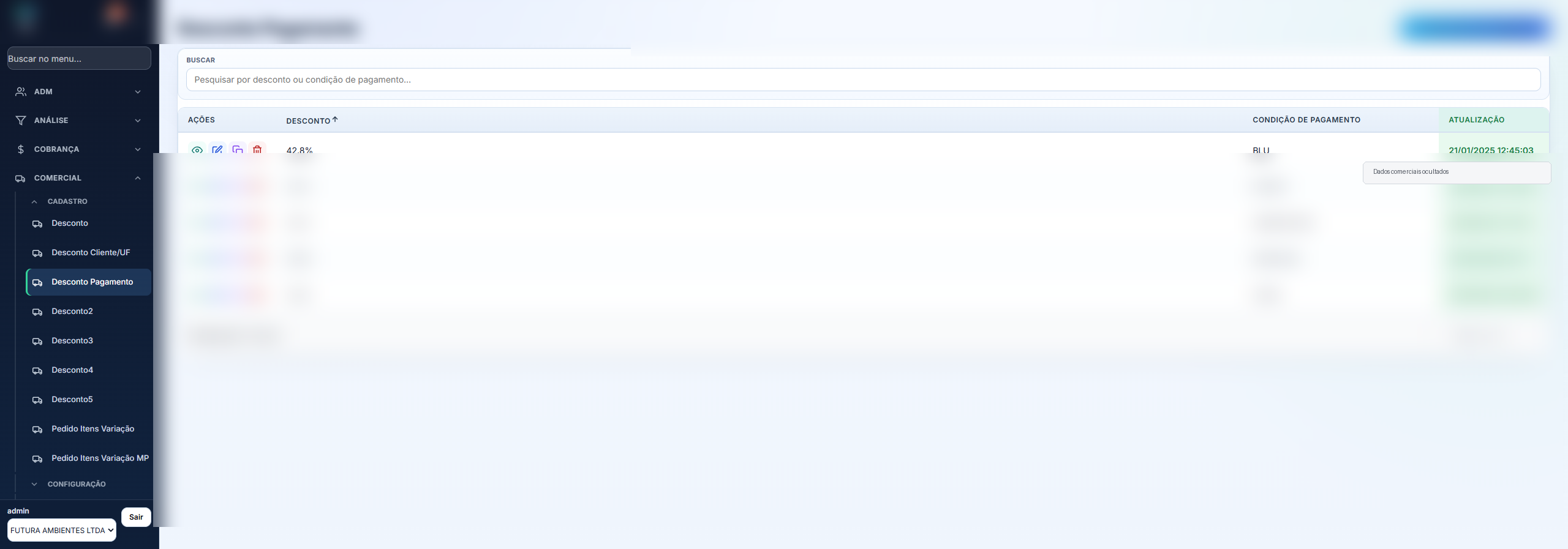 Tela Desconto Pagamento
